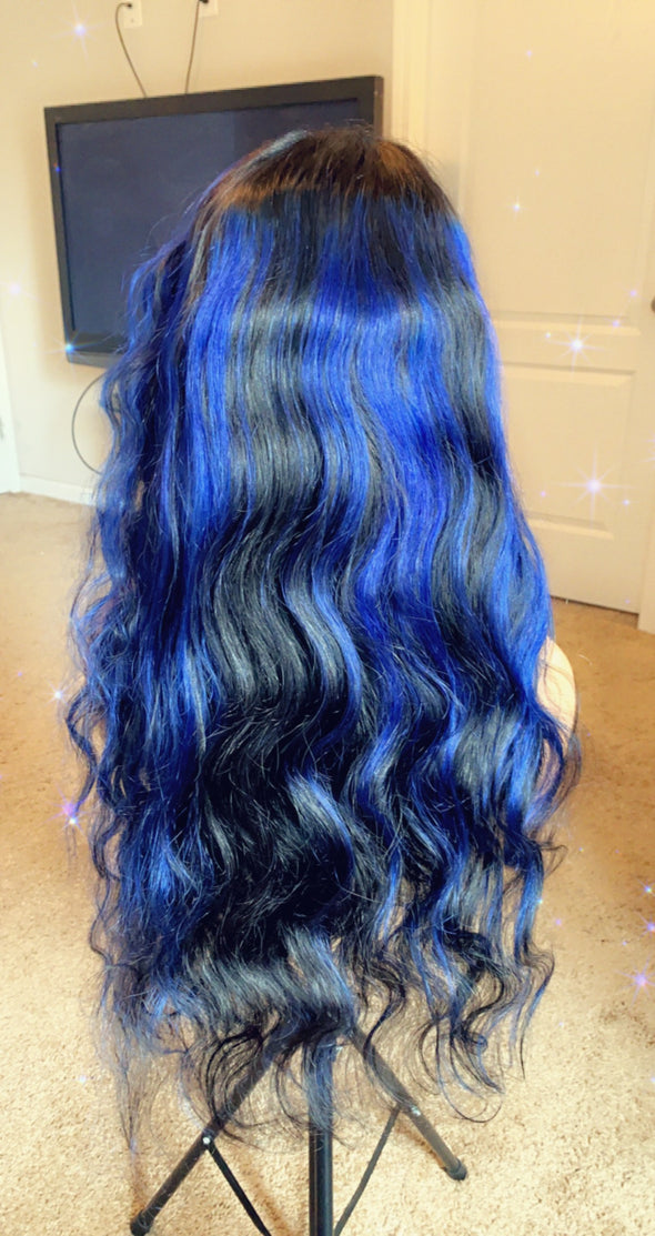 Human hair lace front wig *Bleu Sky*